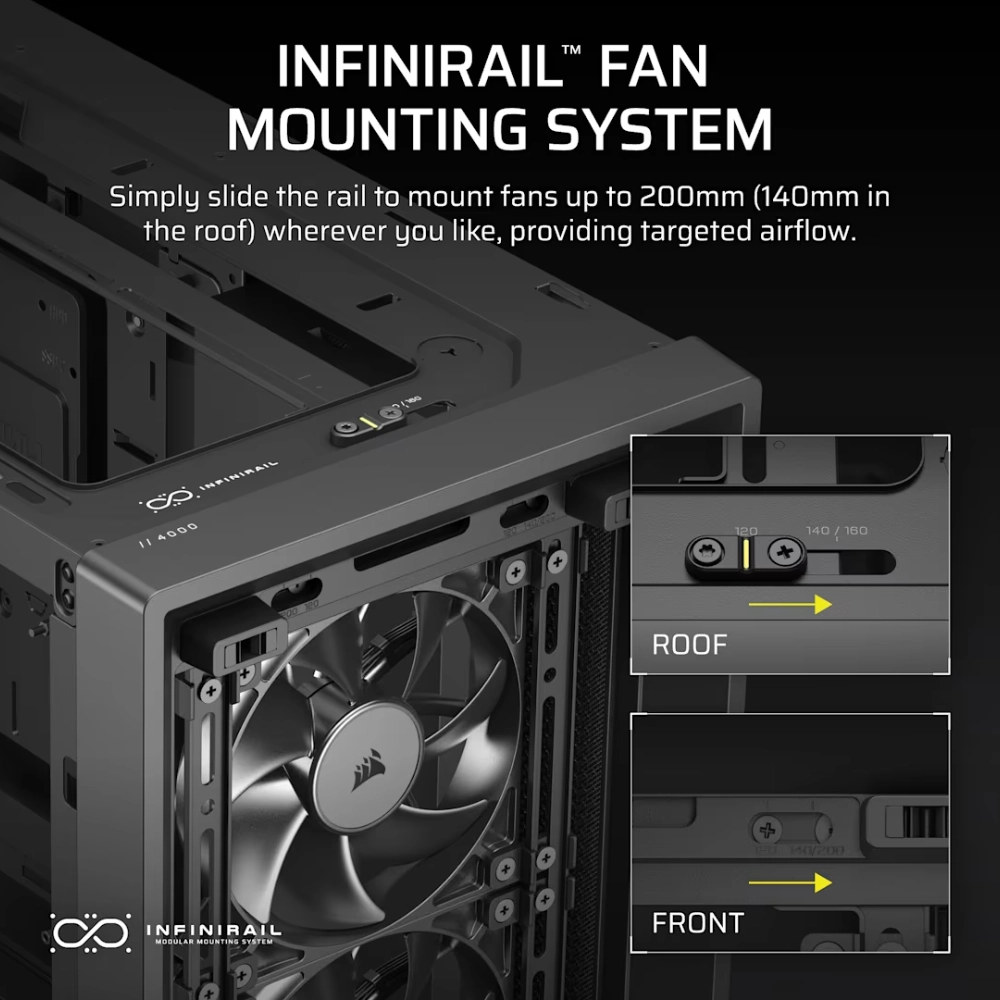 Corsair Cabinet Mid Tower FRAME 4000D RS Modular ARGB Black (CC-9011296-WW) view 4